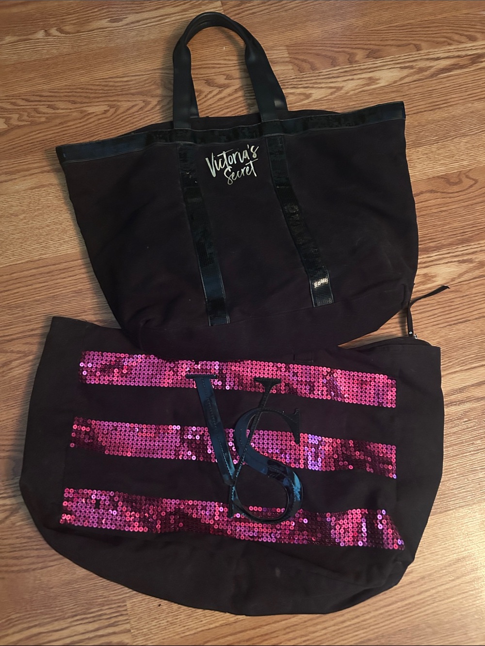 Two Victoria Secret Zip Totes